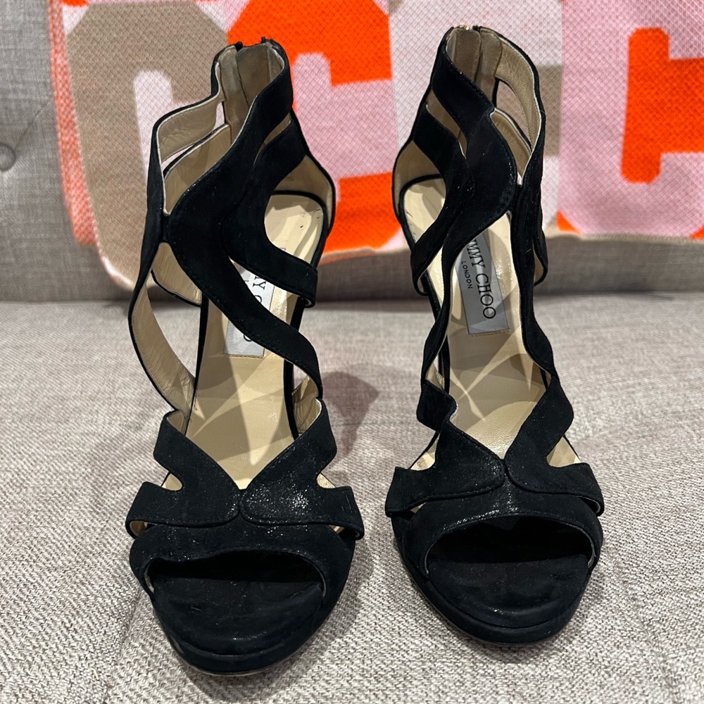 Jimmy Choo Lance Black Shimmer Heels